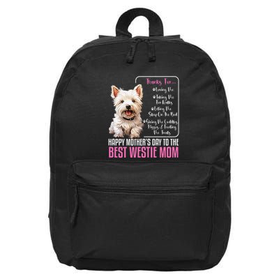 Happy MotherS Day To The Best Westie Mom White Terrier Dog 16 in Basic Backpack