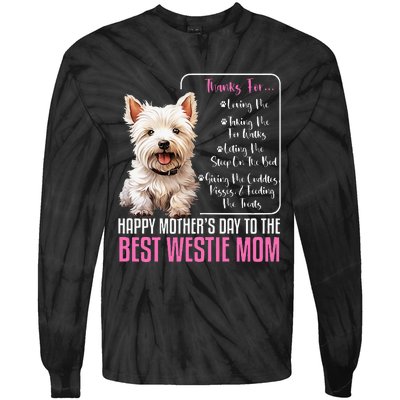 Happy MotherS Day To The Best Westie Mom White Terrier Dog Tie-Dye Long Sleeve Shirt