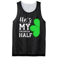 He's My Drunker Half Funny St Patricks Day Couple Shamrock Mesh Reversible Basketball Jersey Tank