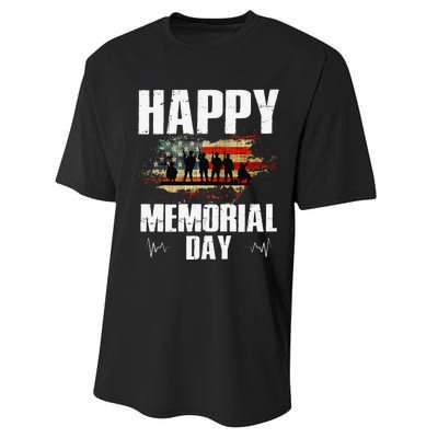 Happy Memorial Day USA Flag American Patriotic Performance Sprint T-Shirt