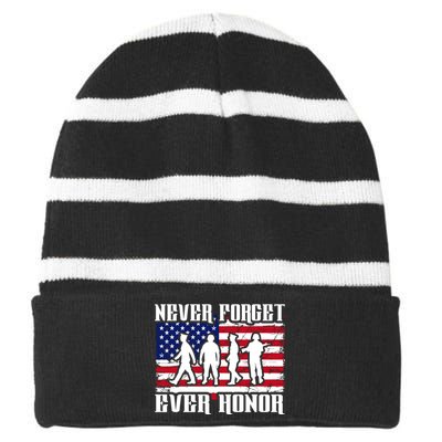 Happy Memorial Day Striped Beanie with Solid Band