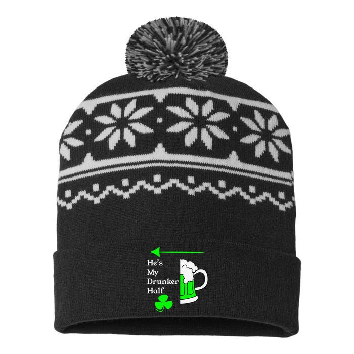 He's My Drunker Half Saint Patrick's Day Couples Funny USA-Made Snowflake Beanie