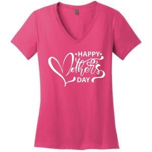 Happy Mothers Day Heart Cute Gift Women's V-Neck T-Shirt