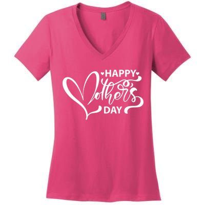 Happy Mothers Day Heart Cute Gift Women's V-Neck T-Shirt