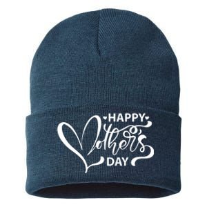 Happy Mothers Day Heart Cute Gift Sustainable Knit Beanie