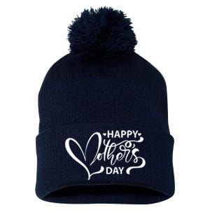 Happy Mothers Day Heart Cute Gift Pom Pom 12in Knit Beanie