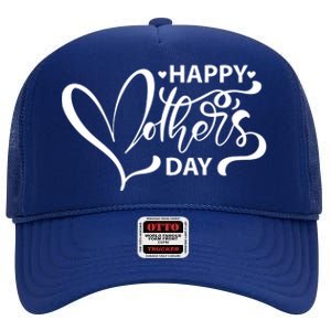 Happy Mothers Day Heart Cute Gift High Crown Mesh Back Trucker Hat