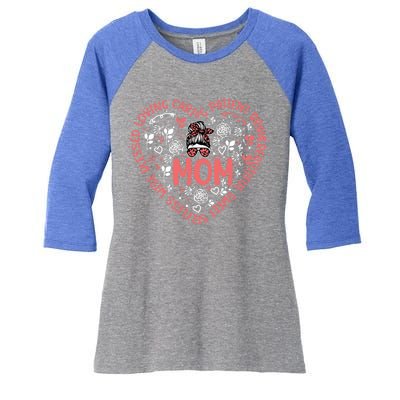 Happy Mother's Day Design Description Of Moms Love Cute Gift Women's Tri-Blend 3/4-Sleeve Raglan Shirt