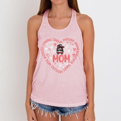 Happy Mother's Day Design Description Of Moms Love Cute Gift Women's Knotted Racerback Tank