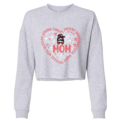 Happy Mother's Day Design Description Of Moms Love Cute Gift Cropped Pullover Crew