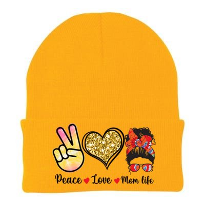 Happy Mother's Day Peace Love Moms Life Funny Gift Knit Cap Winter Beanie