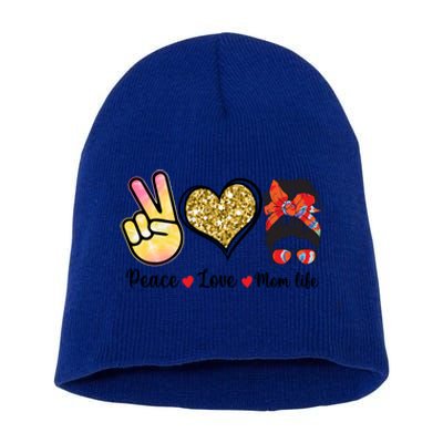 Happy Mother's Day Peace Love Moms Life Funny Gift Short Acrylic Beanie