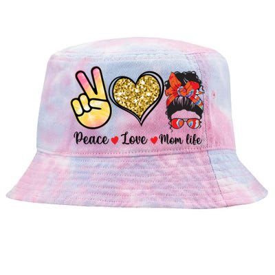 Happy Mother's Day Peace Love Moms Life Funny Gift Tie-Dyed Bucket Hat