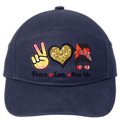 Happy Mother's Day Peace Love Moms Life Funny Gift 7-Panel Snapback Hat