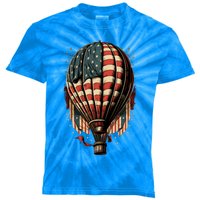 Happy Memorial Day Hot Air Balloon Usa American Flag Sunset Meaningful Gift Kids Tie-Dye T-Shirt