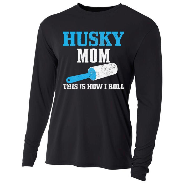 Husky Mom Dog Hair Funny Siberian Husky Mama Cooling Performance Long Sleeve Crew