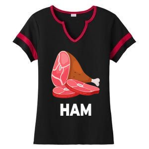 Ham Matching dishes food costumes Christmas thanksgiving Ladies Halftime Notch Neck Tee