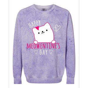 Happy Meowentine's Day Cat Lover Happy Valentines Day Cat Premium Colorblast Crewneck Sweatshirt