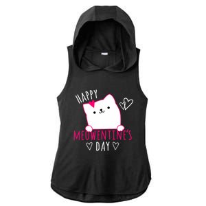 Happy Meowentine's Day Cat Lover Happy Valentines Day Cat Premium Ladies PosiCharge Tri-Blend Wicking Draft Hoodie Tank