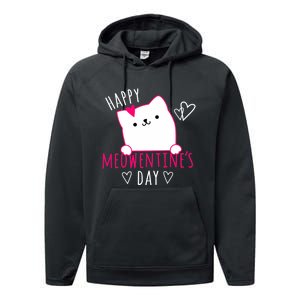 Happy Meowentine's Day Cat Lover Happy Valentines Day Cat Premium Performance Fleece Hoodie