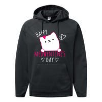 Happy Meowentine's Day Cat Lover Happy Valentines Day Cat Premium Performance Fleece Hoodie