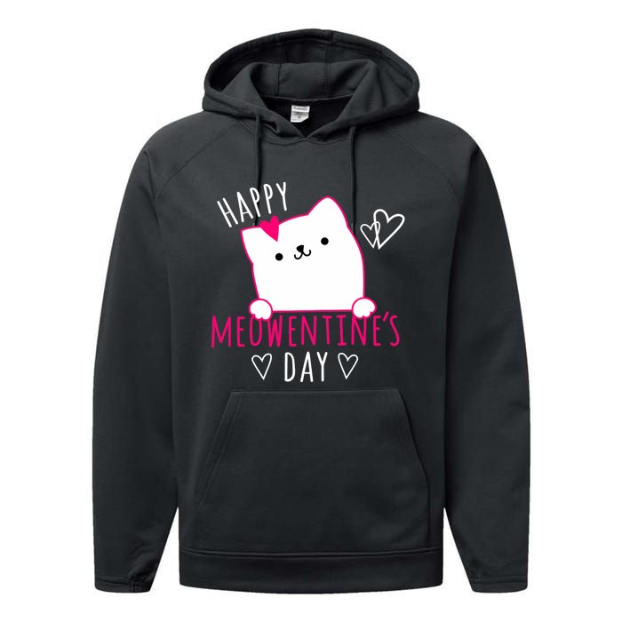 Happy Meowentine's Day Cat Lover Happy Valentines Day Cat Premium Performance Fleece Hoodie