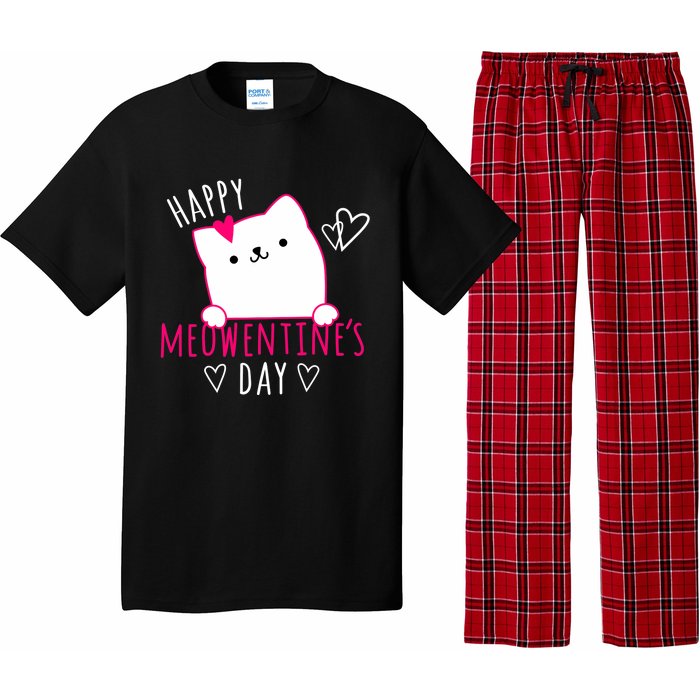 Happy Meowentine's Day Cat Lover Happy Valentines Day Cat Premium Pajama Set