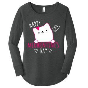 Happy Meowentine's Day Cat Lover Happy Valentines Day Cat Premium Women's Perfect Tri Tunic Long Sleeve Shirt