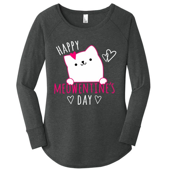 Happy Meowentine's Day Cat Lover Happy Valentines Day Cat Premium Women's Perfect Tri Tunic Long Sleeve Shirt