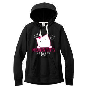 Happy Meowentine's Day Cat Lover Happy Valentines Day Cat Premium Women's Fleece Hoodie