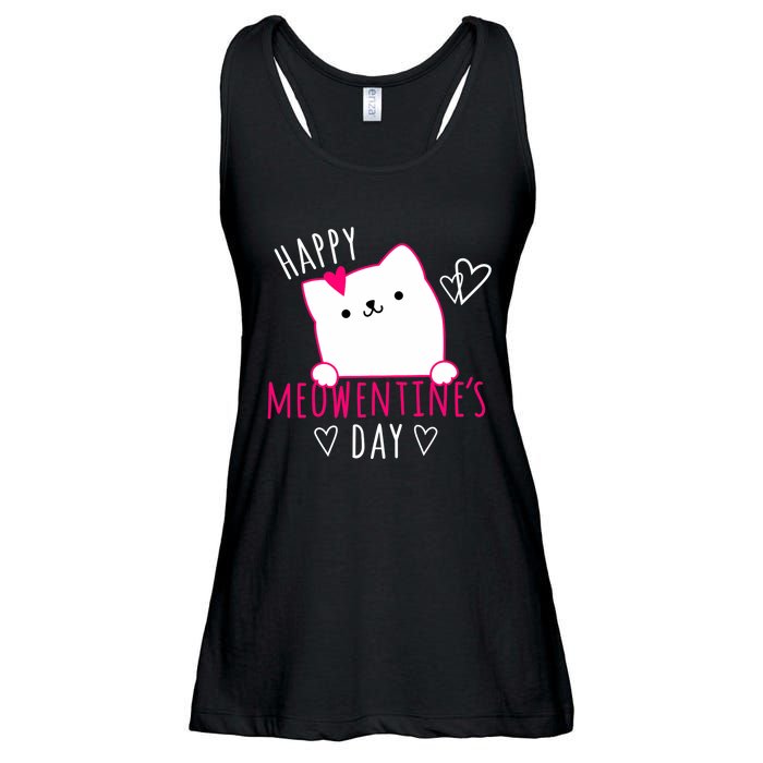 Happy Meowentine's Day Cat Lover Happy Valentines Day Cat Premium Ladies Essential Flowy Tank