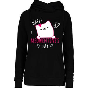 Happy Meowentine's Day Cat Lover Happy Valentines Day Cat Premium Womens Funnel Neck Pullover Hood