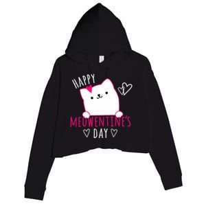 Happy Meowentine's Day Cat Lover Happy Valentines Day Cat Premium Crop Fleece Hoodie