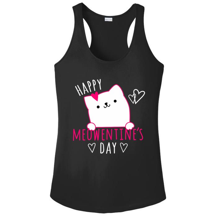 Happy Meowentine's Day Cat Lover Happy Valentines Day Cat Premium Ladies PosiCharge Competitor Racerback Tank