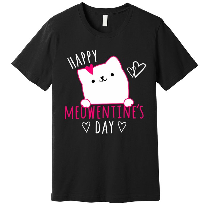 Happy Meowentine's Day Cat Lover Happy Valentines Day Cat Premium Premium T-Shirt