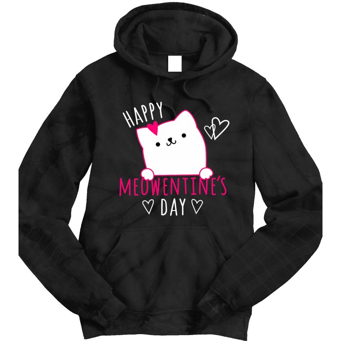 Happy Meowentine's Day Cat Lover Happy Valentines Day Cat Premium Tie Dye Hoodie