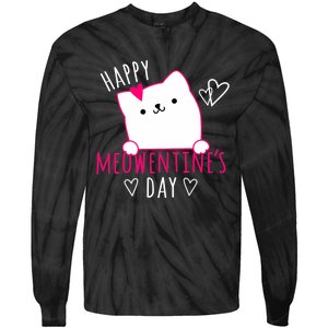 Happy Meowentine's Day Cat Lover Happy Valentines Day Cat Premium Tie-Dye Long Sleeve Shirt