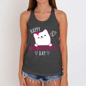 Happy Meowentine's Day Cat Lover Happy Valentines Day Cat Premium Women's Knotted Racerback Tank