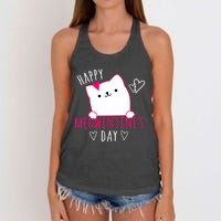 Happy Meowentine's Day Cat Lover Happy Valentines Day Cat Premium Women's Knotted Racerback Tank