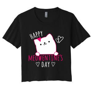 Happy Meowentine's Day Cat Lover Happy Valentines Day Cat Premium Women's Crop Top Tee