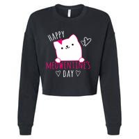 Happy Meowentine's Day Cat Lover Happy Valentines Day Cat Premium Cropped Pullover Crew