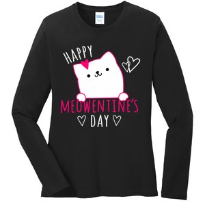 Happy Meowentine's Day Cat Lover Happy Valentines Day Cat Premium Ladies Long Sleeve Shirt