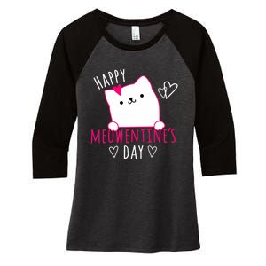 Happy Meowentine's Day Cat Lover Happy Valentines Day Cat Premium Women's Tri-Blend 3/4-Sleeve Raglan Shirt