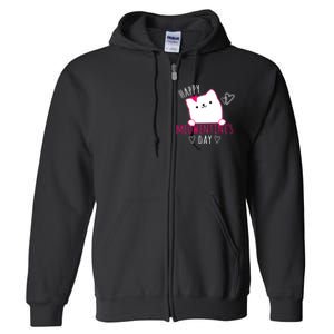 Happy Meowentine's Day Cat Lover Happy Valentines Day Cat Premium Full Zip Hoodie