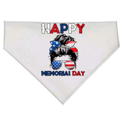 Happy Memorial Day 4th Of July Messy Bun American Flag USA-Made Doggie Bandana