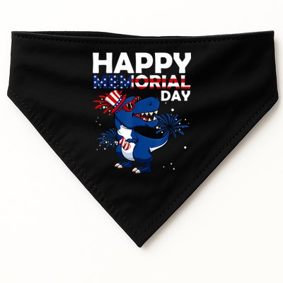 Happy Memorial Day 4th Of July Dinosaur American Flag USA-Made Doggie Bandana