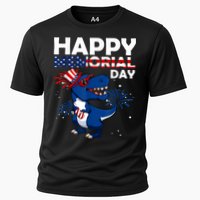 Happy Memorial Day 4th Of July Dinosaur American Flag Cooling Performance Crew T-Shirt