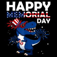 Happy Memorial Day 4th Of July Dinosaur American Flag Cooling Performance Crew T-Shirt