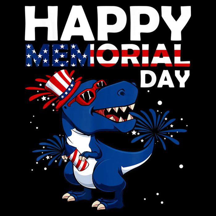 Happy Memorial Day 4th Of July Dinosaur American Flag Cooling Performance Crew T-Shirt