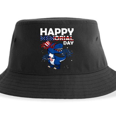 Happy Memorial Day 4th Of July Dinosaur American Flag Sustainable Bucket Hat
